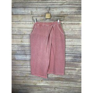 United Arrows NWT XS ? Skirt Faux Wrap Style French Terry Pink Pockets Midi Boho